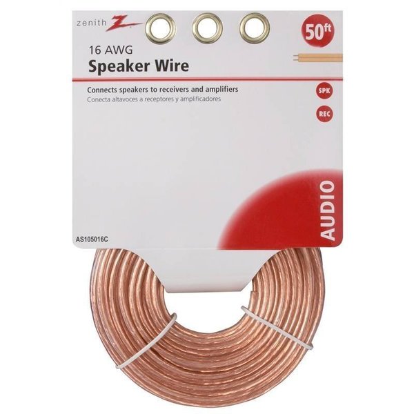 Zenith Wire Speaker 16Gau 50Ft Clear AS105016C